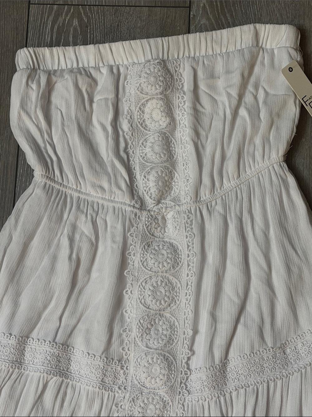 Strapless White Lace-Trim Maxi Dress - Picture 3 of 5